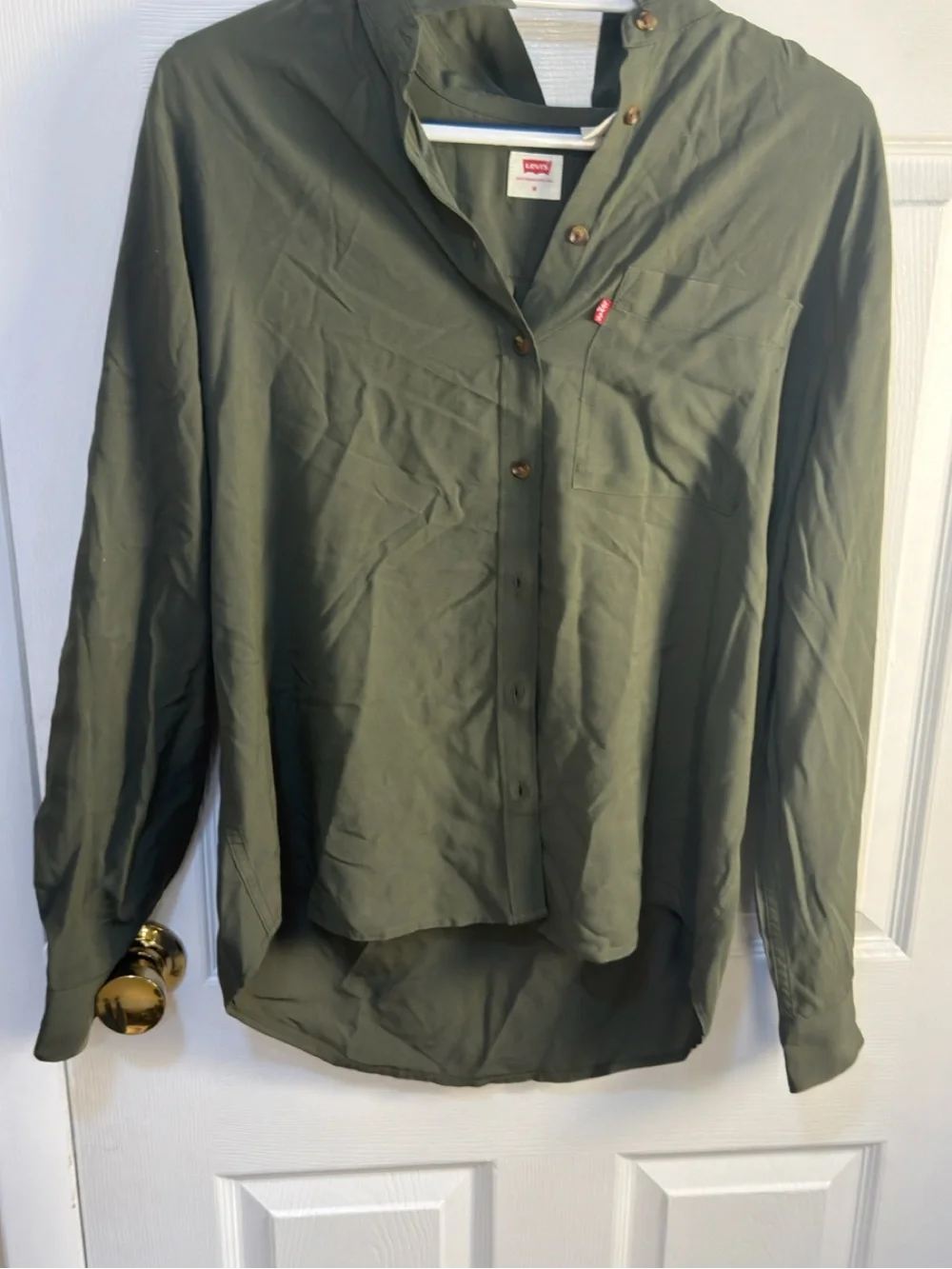Levi's Women's Olive Green Button-Up Shirt M